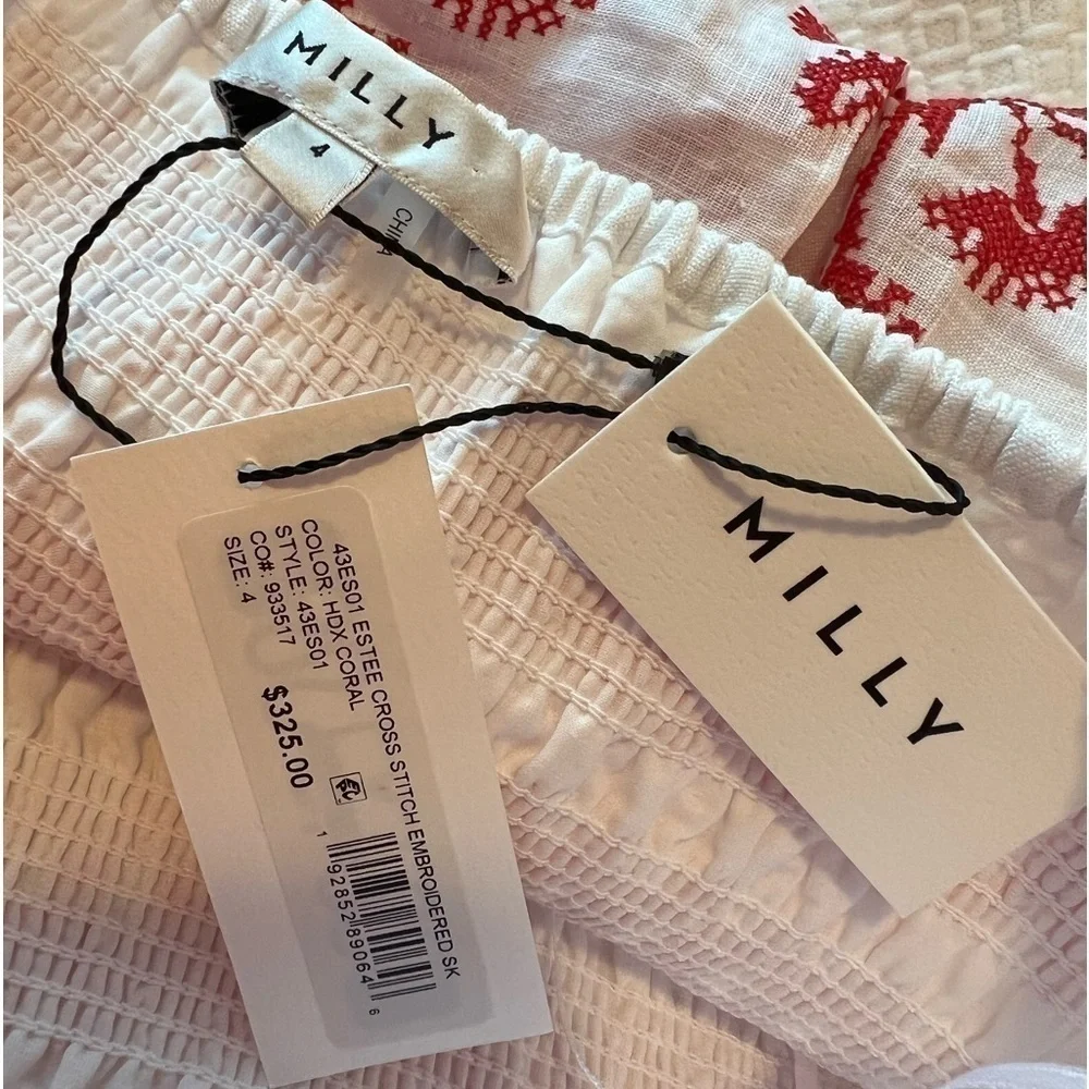 MILLY ESTEE CROSS STITCH EMBROIDERED  COLOR: HDX CORAL